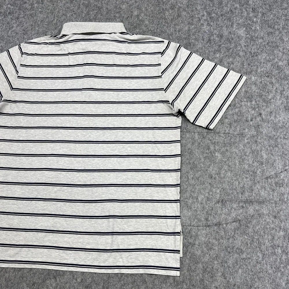 Vintage Polo Ralph Lauren Polo Golf Shirt Mens L Gray Stripe Pima Cotton Pony